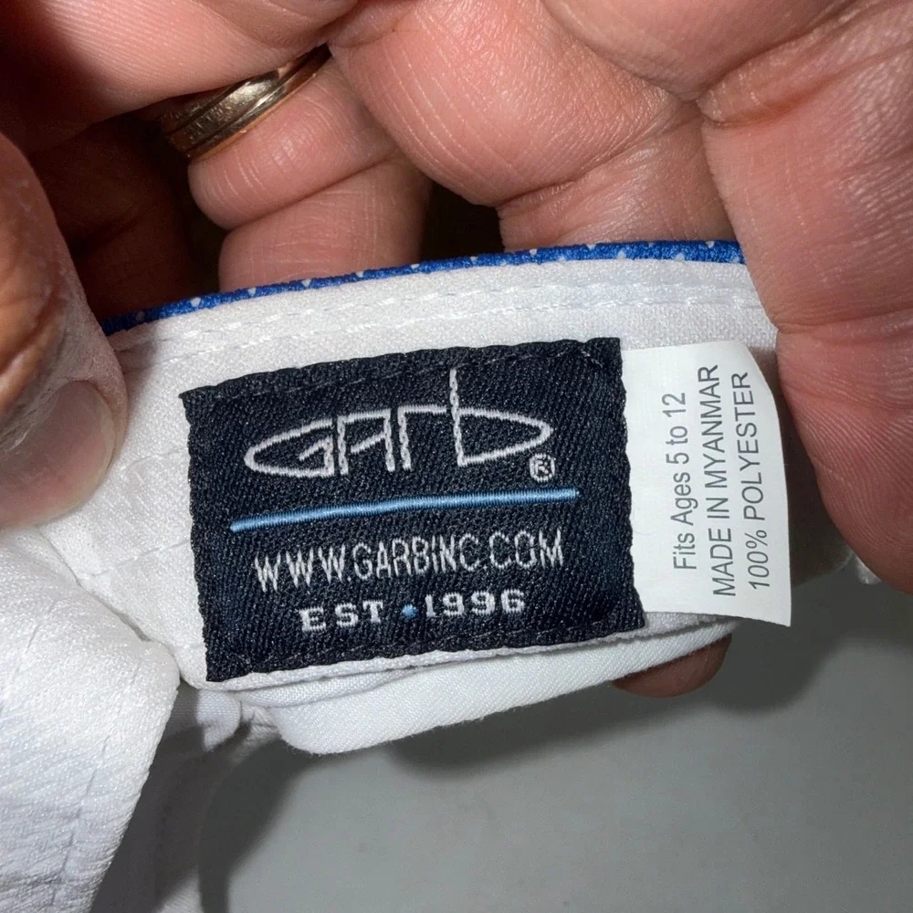 Garb PGA Jr League Kids Golf‎ Visor White Blue Snapback Hat Ages 5-12